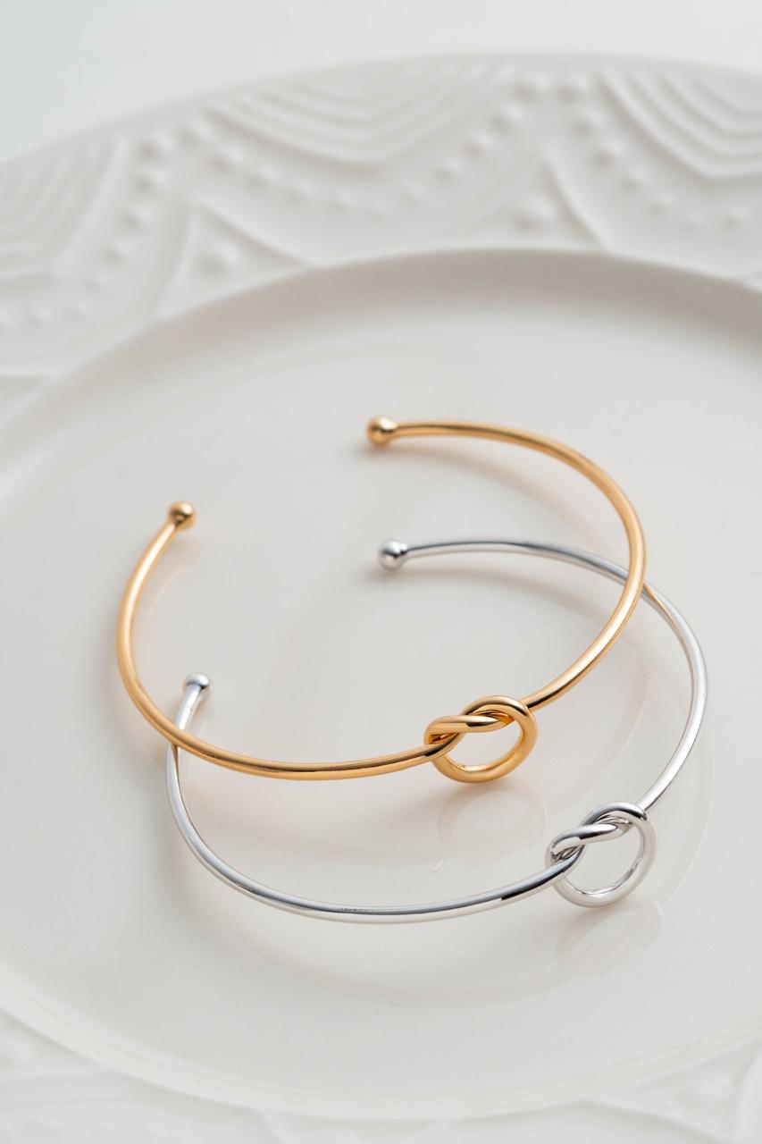 Bracelete Nó Banhado a Ouro a Banhado Ródio  Branco