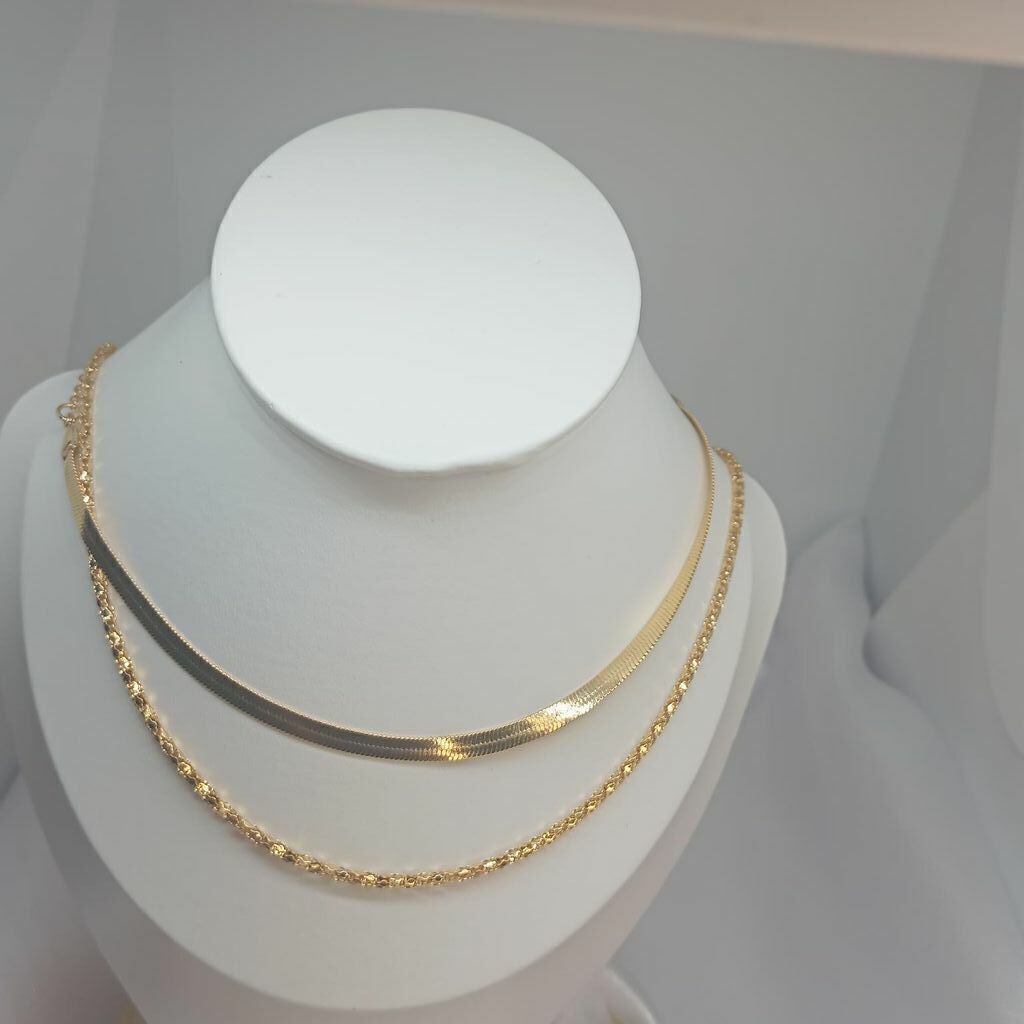 Corrente Dupla Laminada Semi Jóia Ouro 18k