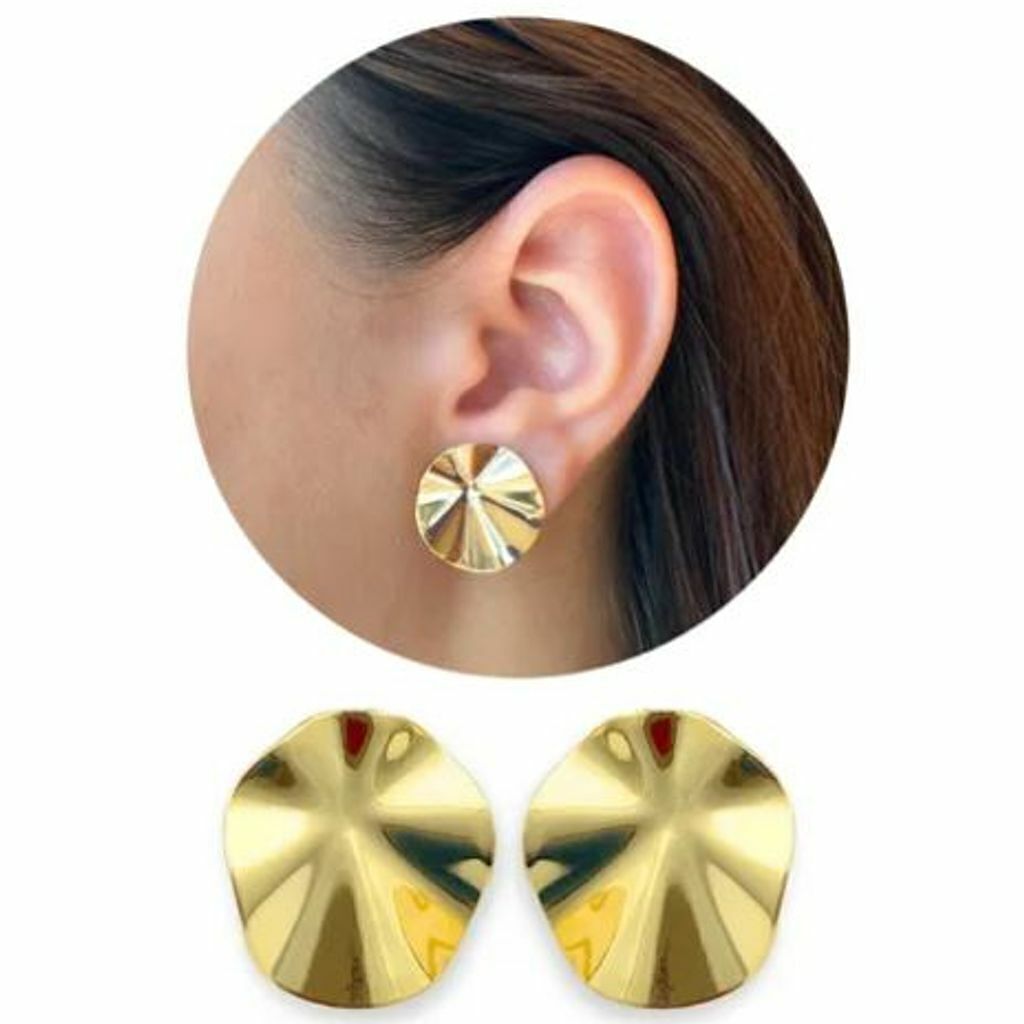 Brinco Martelado 20mm Folh. Ouro