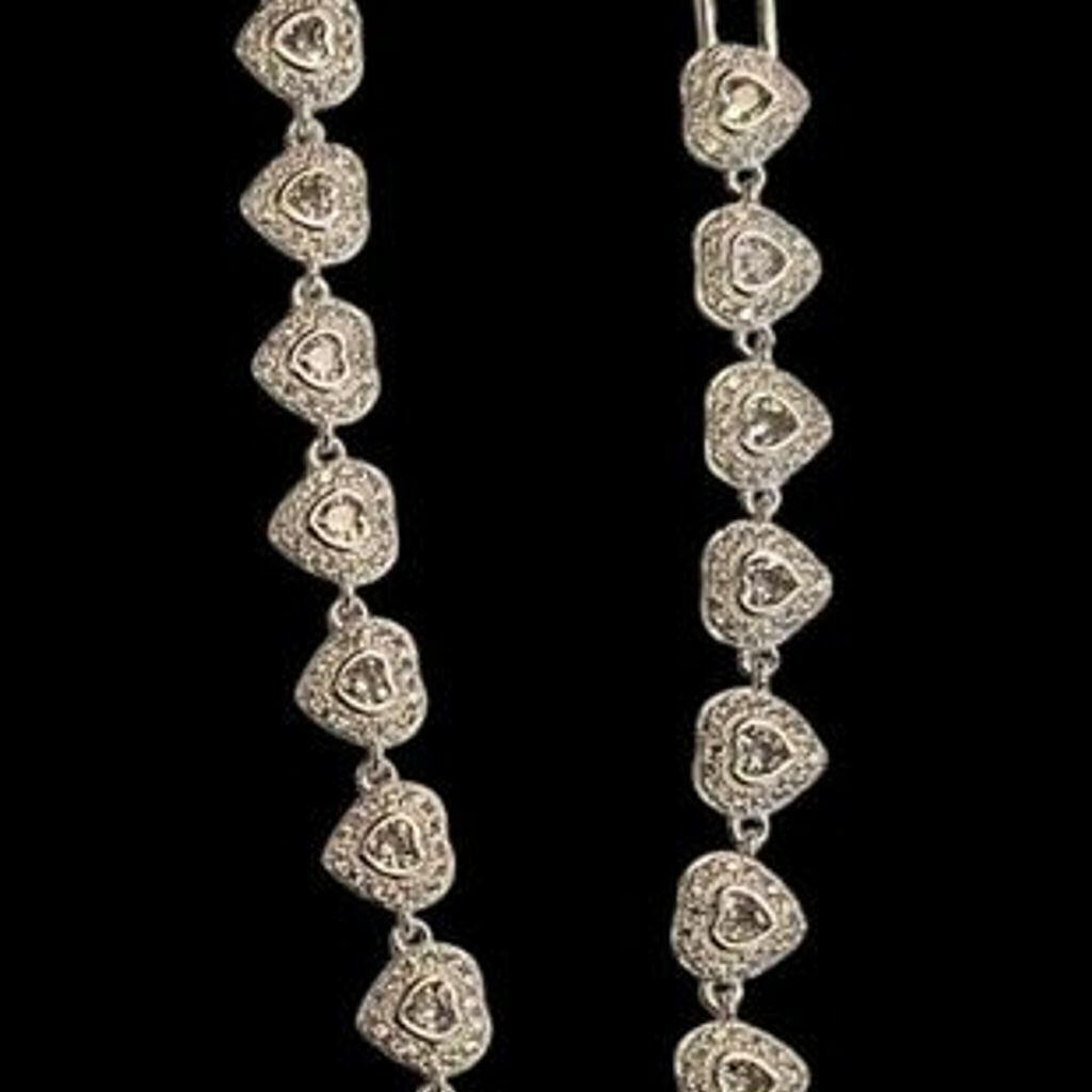 Pulseira Pedras Swarovski Corações Prata 925