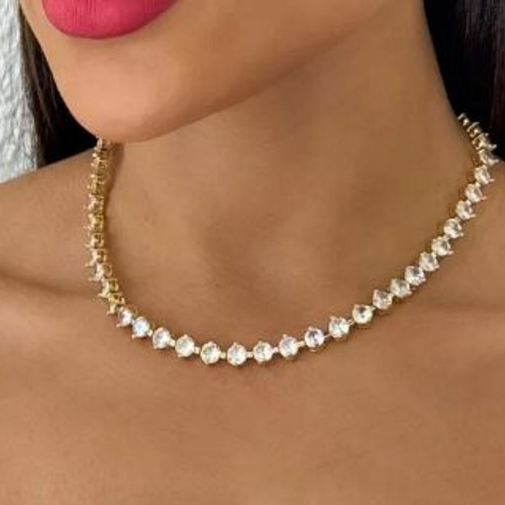 Colar Semi Jóia Ouro Prata Zircônia Swavarovisk