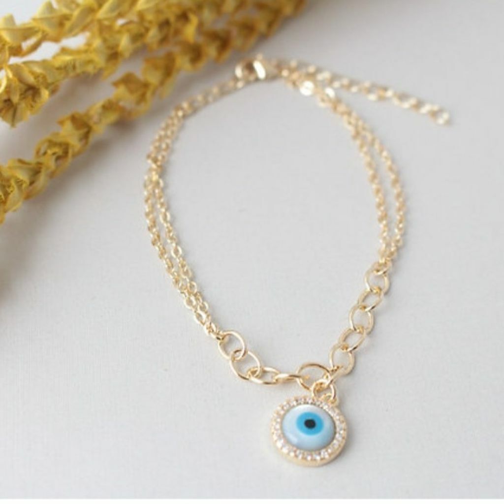Pulseira Semi Jóia Ouro 18k Olho Grego