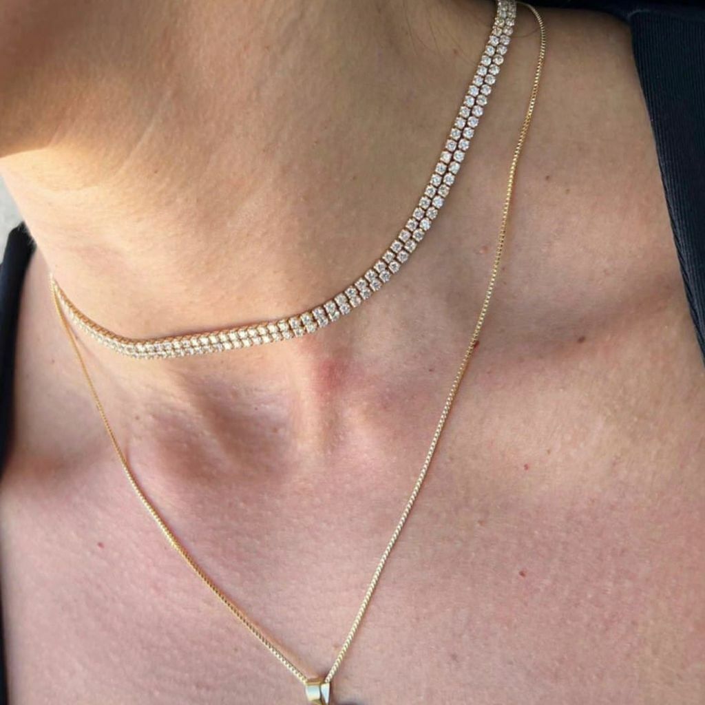 Chocker dois Fios Riviera Zircônia Banhado a Ouro