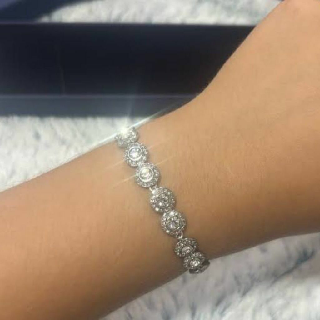 Pulseira Pedras Zircônias Semi Jóia Banhado a Ródio BR