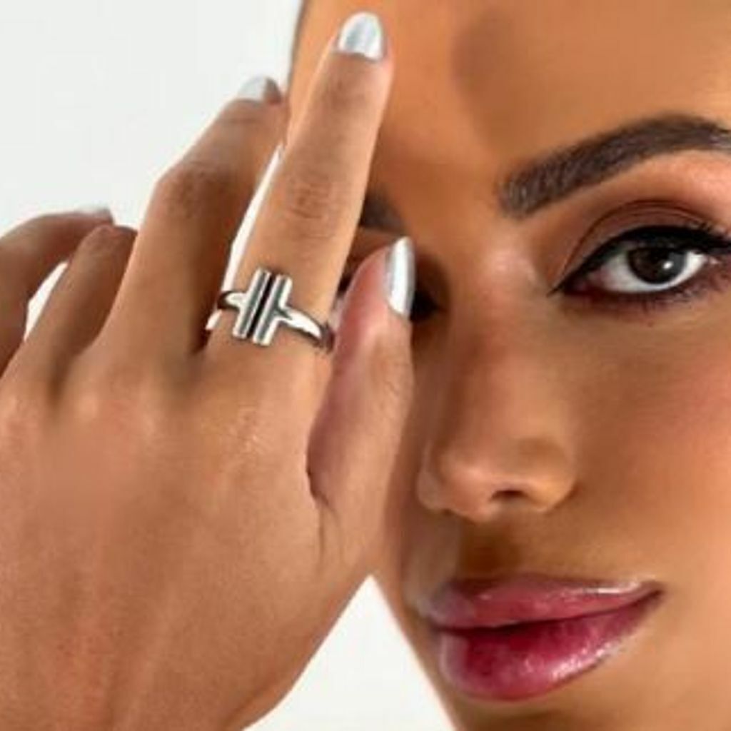 Anel duas Barrinha Inspiração Tiffany Banhado a prata