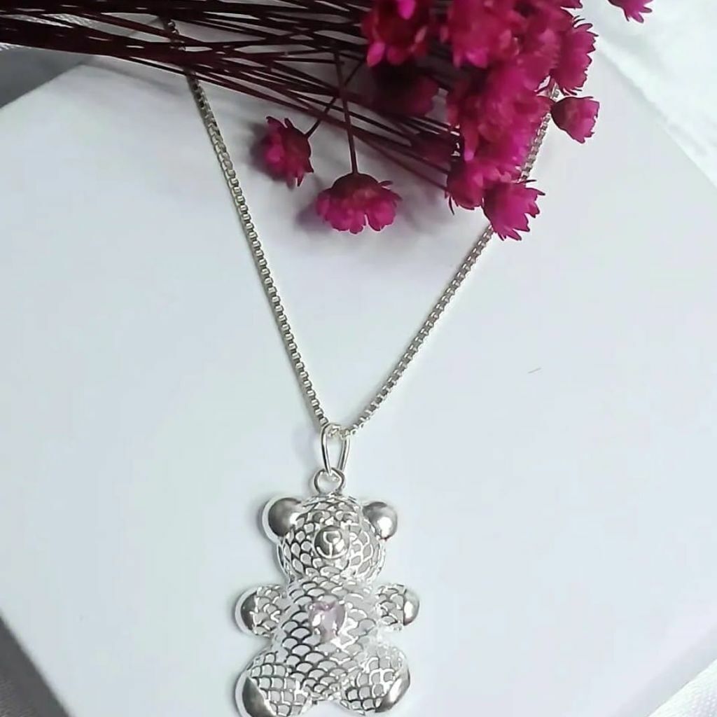 Corrente com Pingente de Ursinho Prata 925 40cm