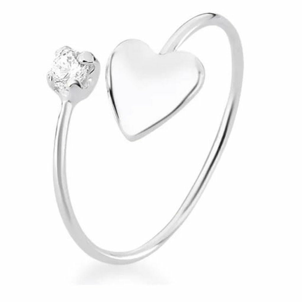 Anel Falange Coração e Ponto de Luz Regulável