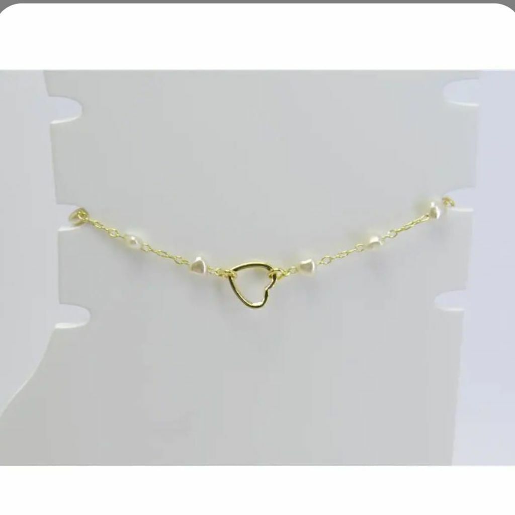 Tornozeleira Coraçãocom Mini Corações Semi Jóia Ouro