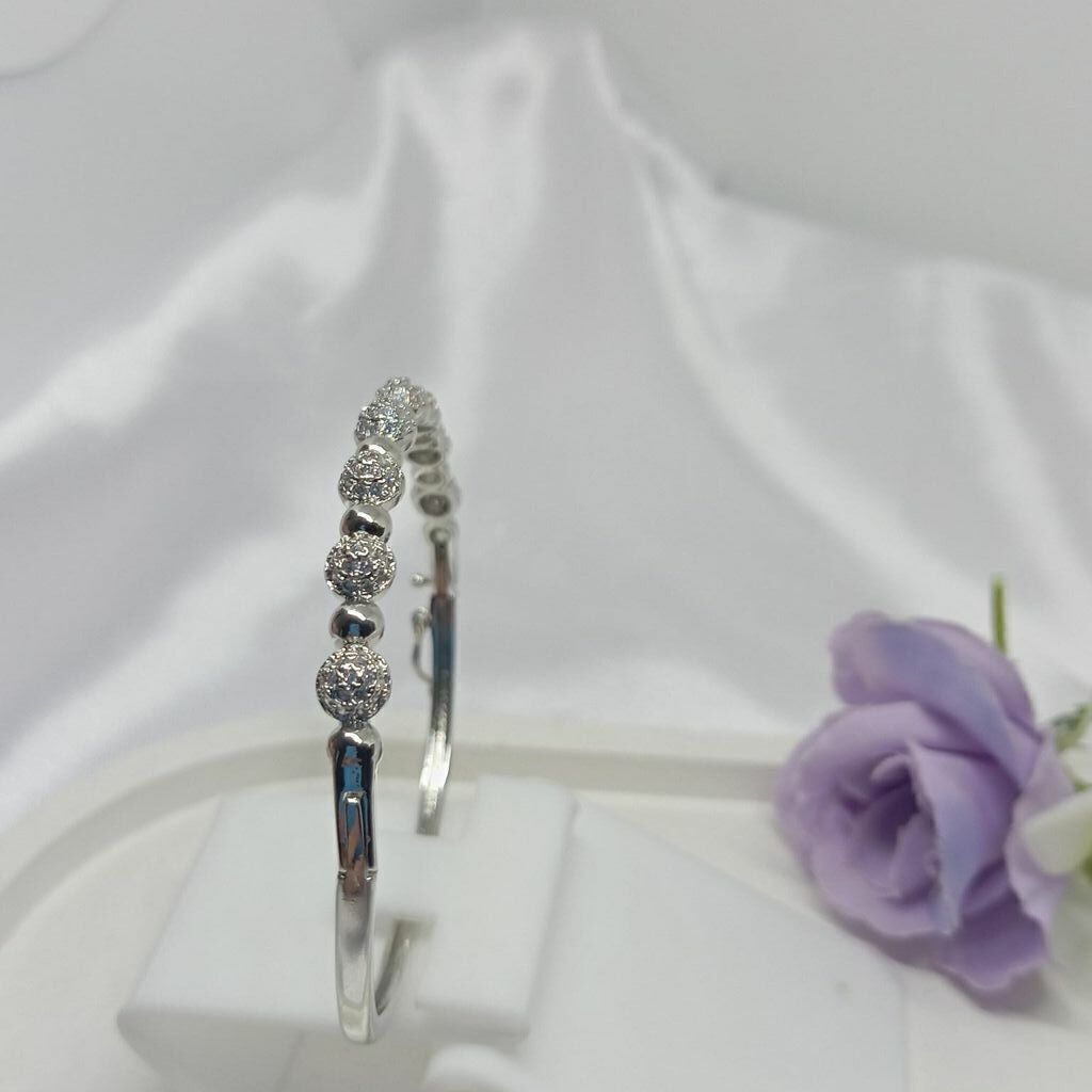 Bracelete Aro com Zircônia Folh. Ródio