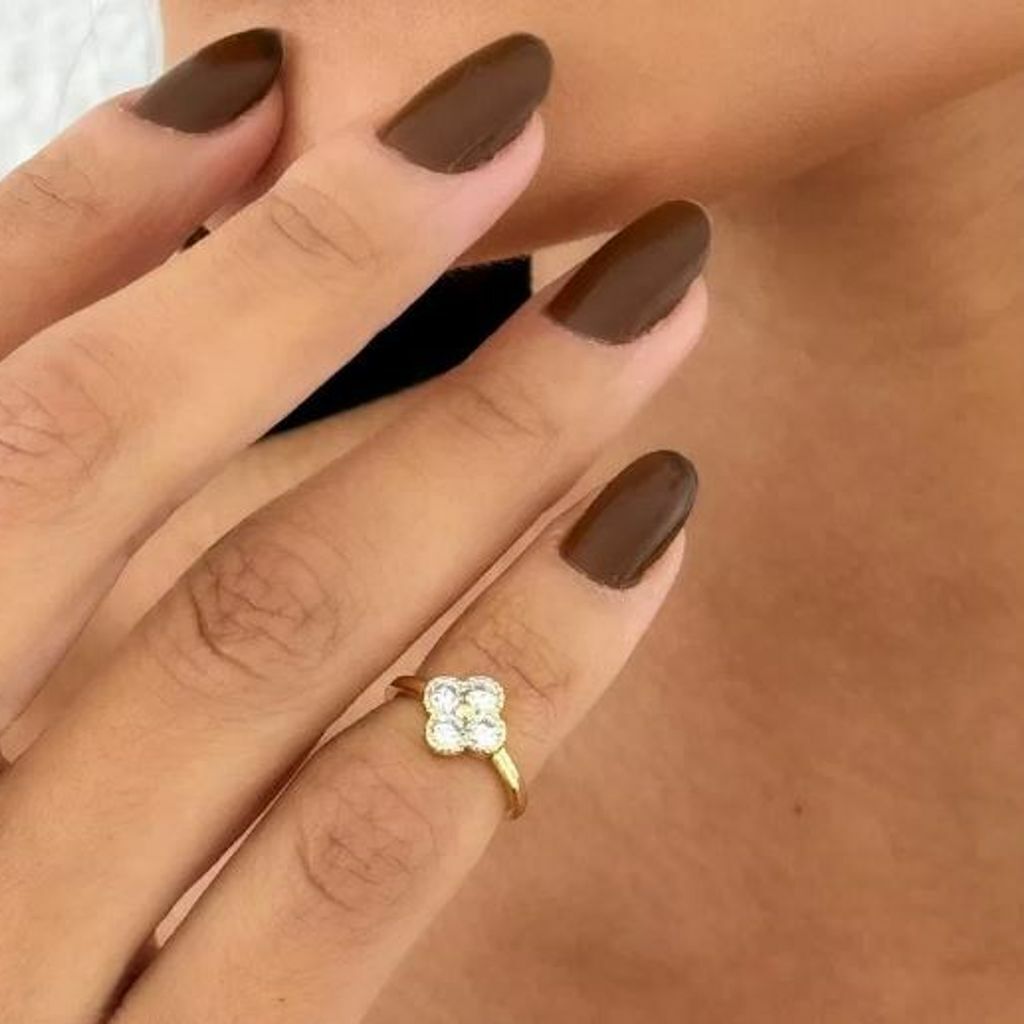 Anel Falange Folheado a Ouro 18k e Prata Inspiração Vg. Com Zircônia