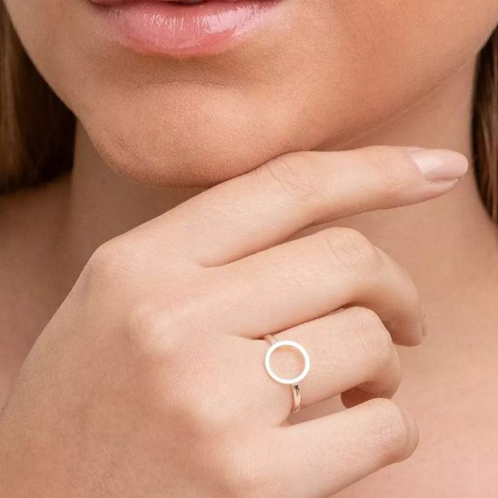 Anel Círculo Vazado Geométrico Em Prata 925 Pura