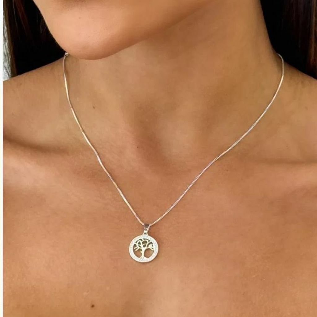 Colar Folheado a Ouro 18k e Prata Com Pingente Árvore da Vida