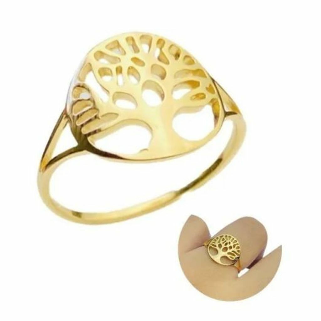 Anel Arvore da Vida Folh. A Ouro