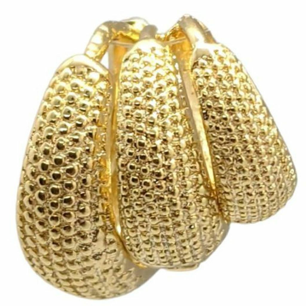 Brinco Folheado A Ouro Trio Argolas Bolinhas Cravejadas