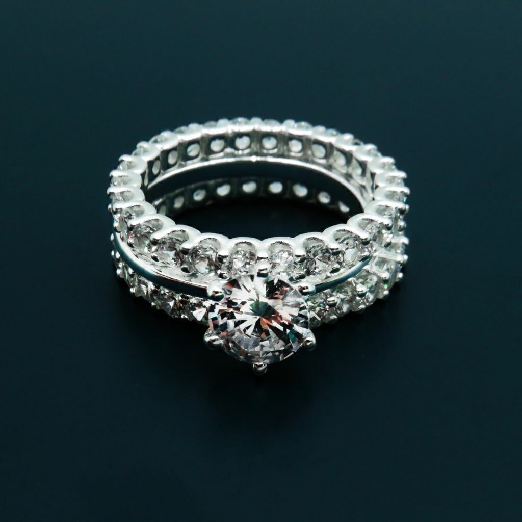 Anel Duo C/ Zirconia Prata Pura