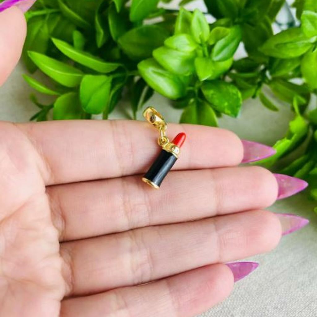 Berloque Batom Vermelho Banhado a Ouro