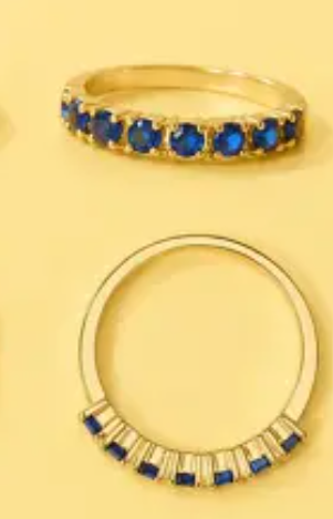 Anel Aparador Zircônias Azul Banhado a Ouro