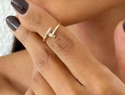 Anel Falange Desing Prego Folh. A Ouro