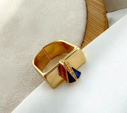 Anel Semi Jóia Regulável Quadrado Nossa Senhora Banhado a Ouro 18k