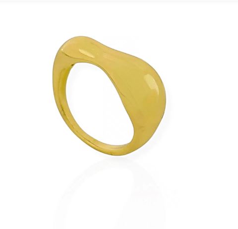 Anel Folheado a Ouro 18k Design Organico