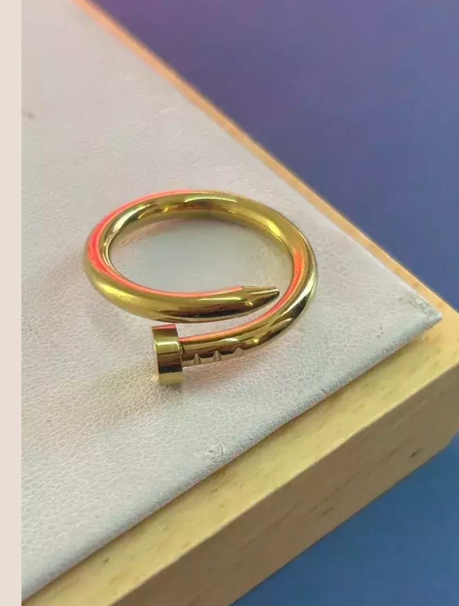 Anel prego Liso aço Inox  Banhado a Ouro e Prata