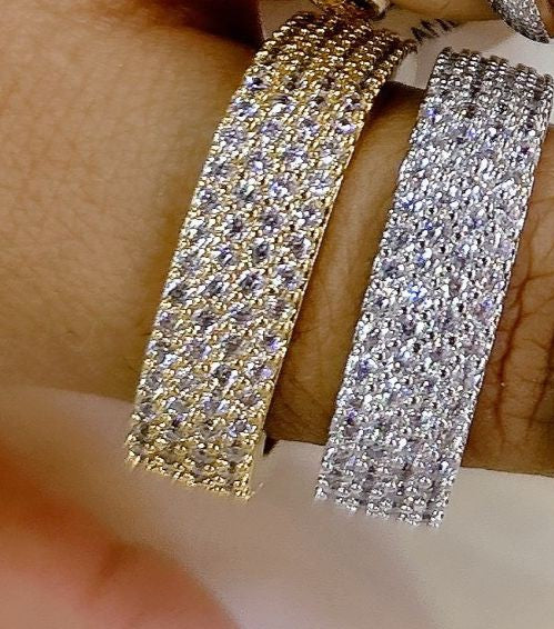 Anel Quadrado Micro Zircônia Banhado a Ouro e a Ródio Branco