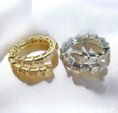 Kit Bracelete e Anel Serpente Banhado a Ouro e Prata