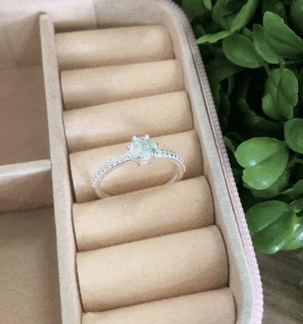 Anel de prata 925 solitário pedra redonda com cravejado 5,5mm