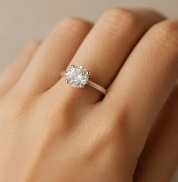 Anel Solitário pedra  8mm Redonda prata 925