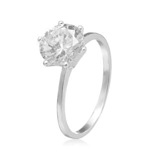 Anel Solitário pedra  8mm Redonda prata 925