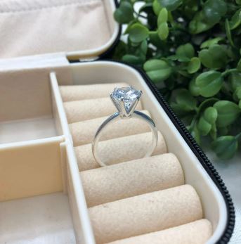 Anel Solitário pedra  8mm Redonda prata 925