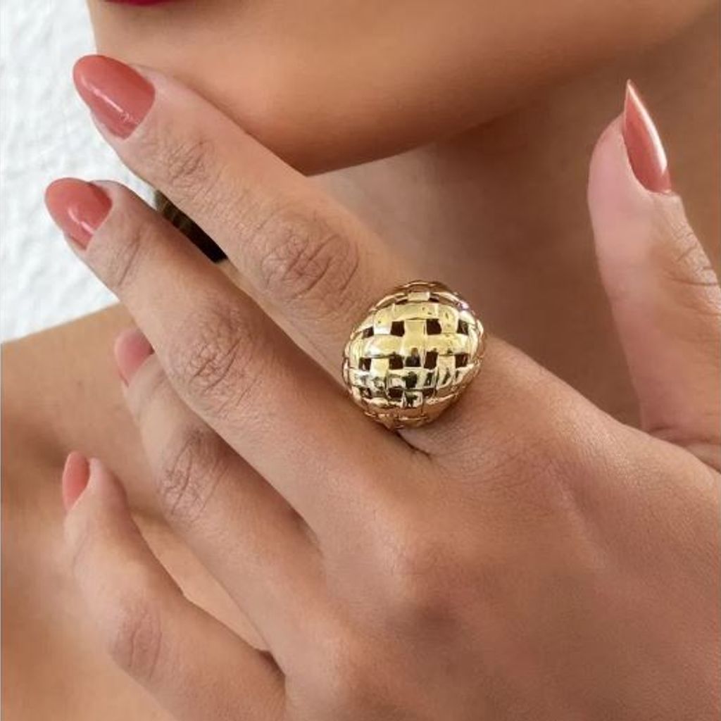 Anel Folheado a Ouro 18k e Prata Design Trançado