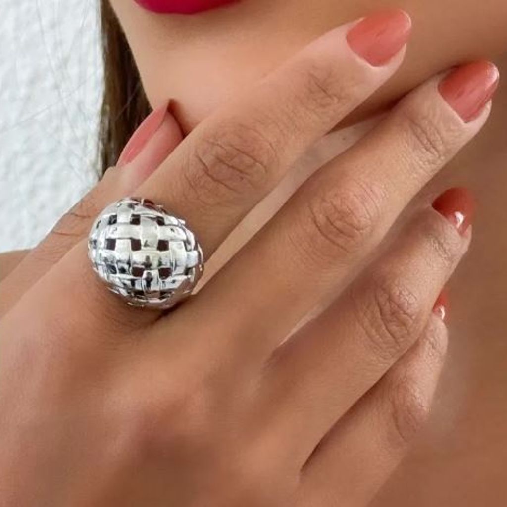 Anel Folheado a Ouro 18k e Prata Design Trançado