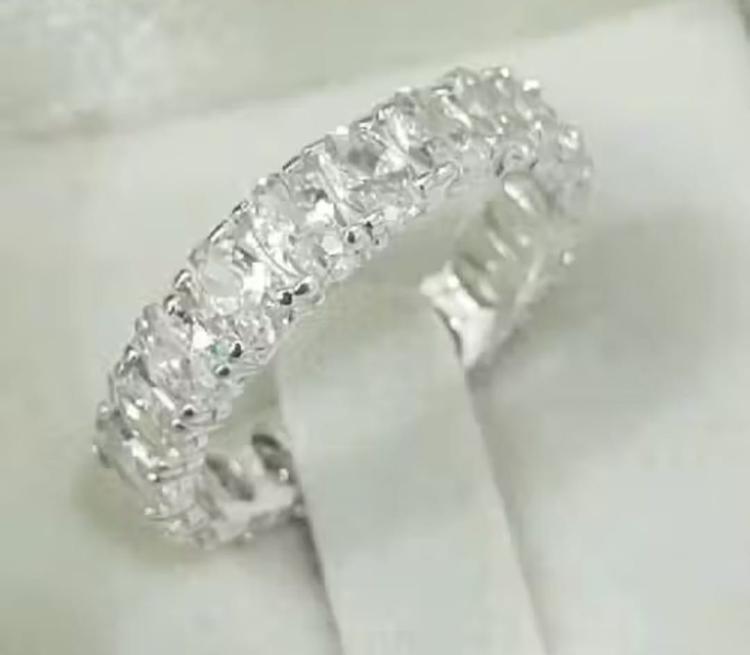 Anel prata 925 Aparador de Alianças Zircônias 3,5mm Inteiro