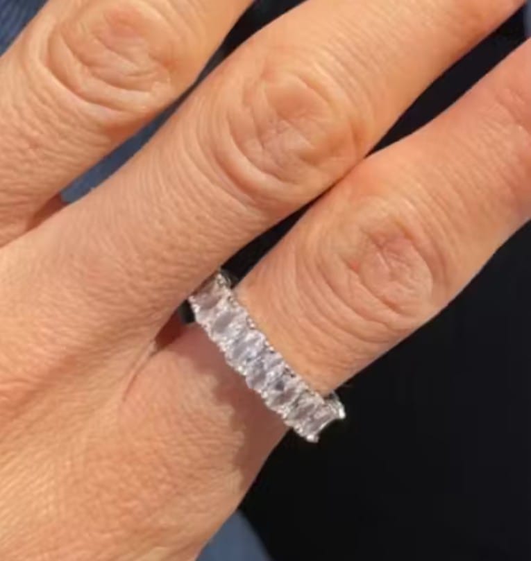 Anel prata 925 Aparador de Alianças Zircônias 3,5mm Inteiro