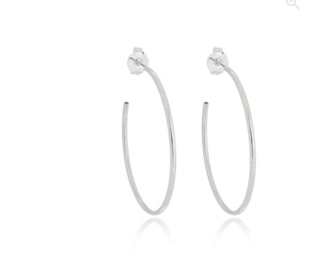 Brinco Argola de prata 925 com tarraxa redondo fio redondo 3CM
