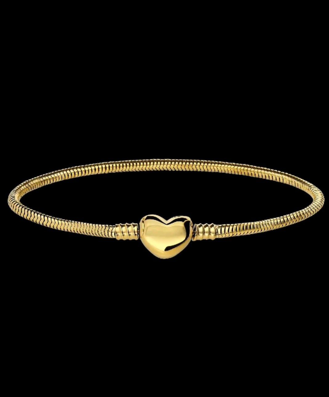 Pulseira Berloque Inspiração Pandora Banhado a Ouro Coração Liso