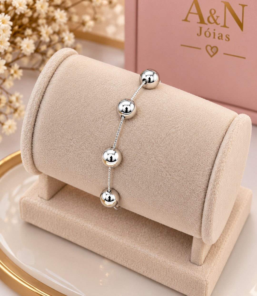 Pulseira Folheada a Prata 925 Esferas