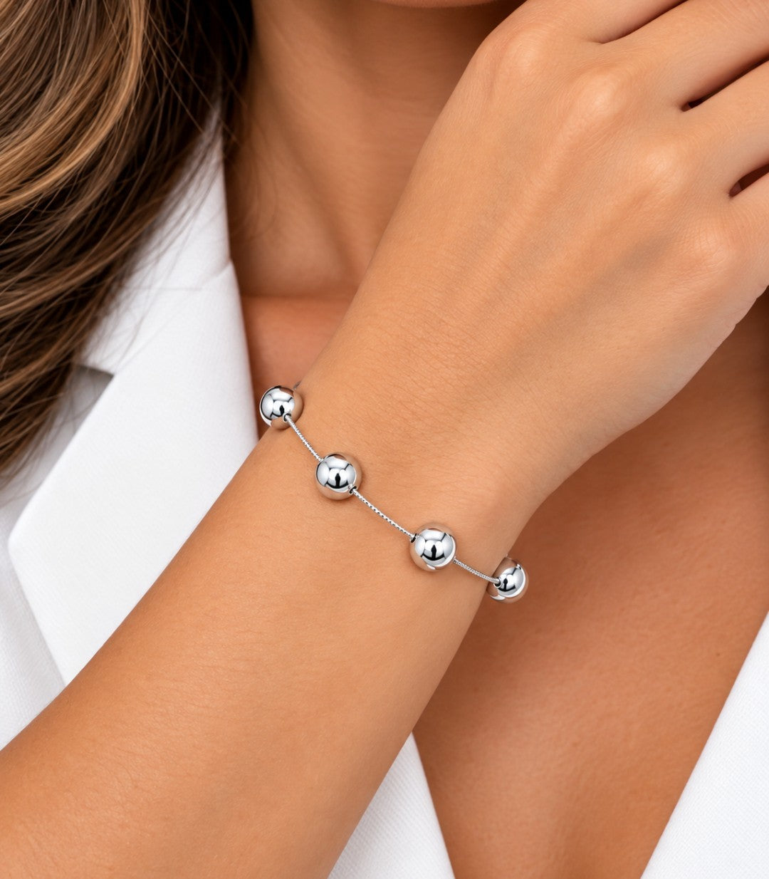 Pulseira Folheada a Prata 925 Esferas