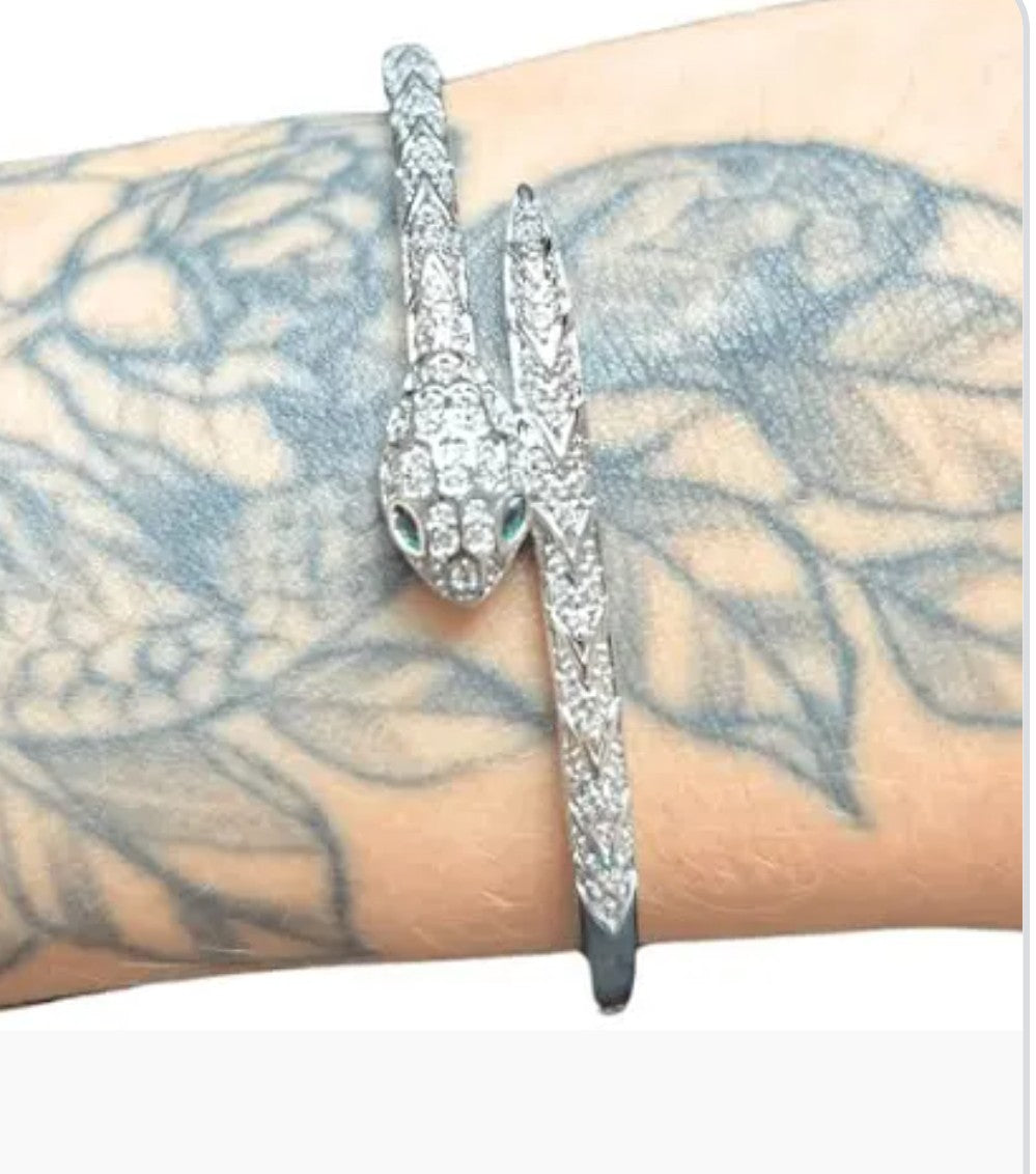 Bracelete Cobra Banhado a Ródio Br