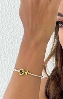 Bracelete Folheado a Ouro 18k e Prata Inspiração Vg. Com Zircônia