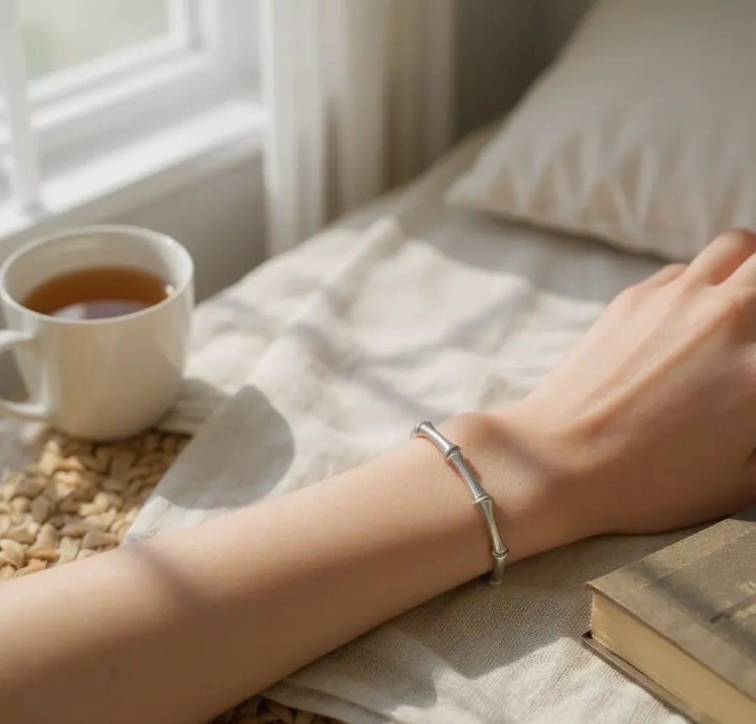 Bracelete Aro Bambu Aço e Inox Tam. 6cm