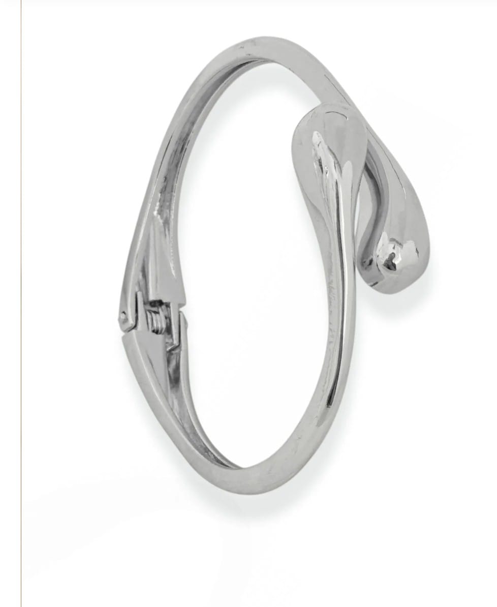 Bracelete Gostas Lisas Curvadas Linha Luxo Banhado a Ródio