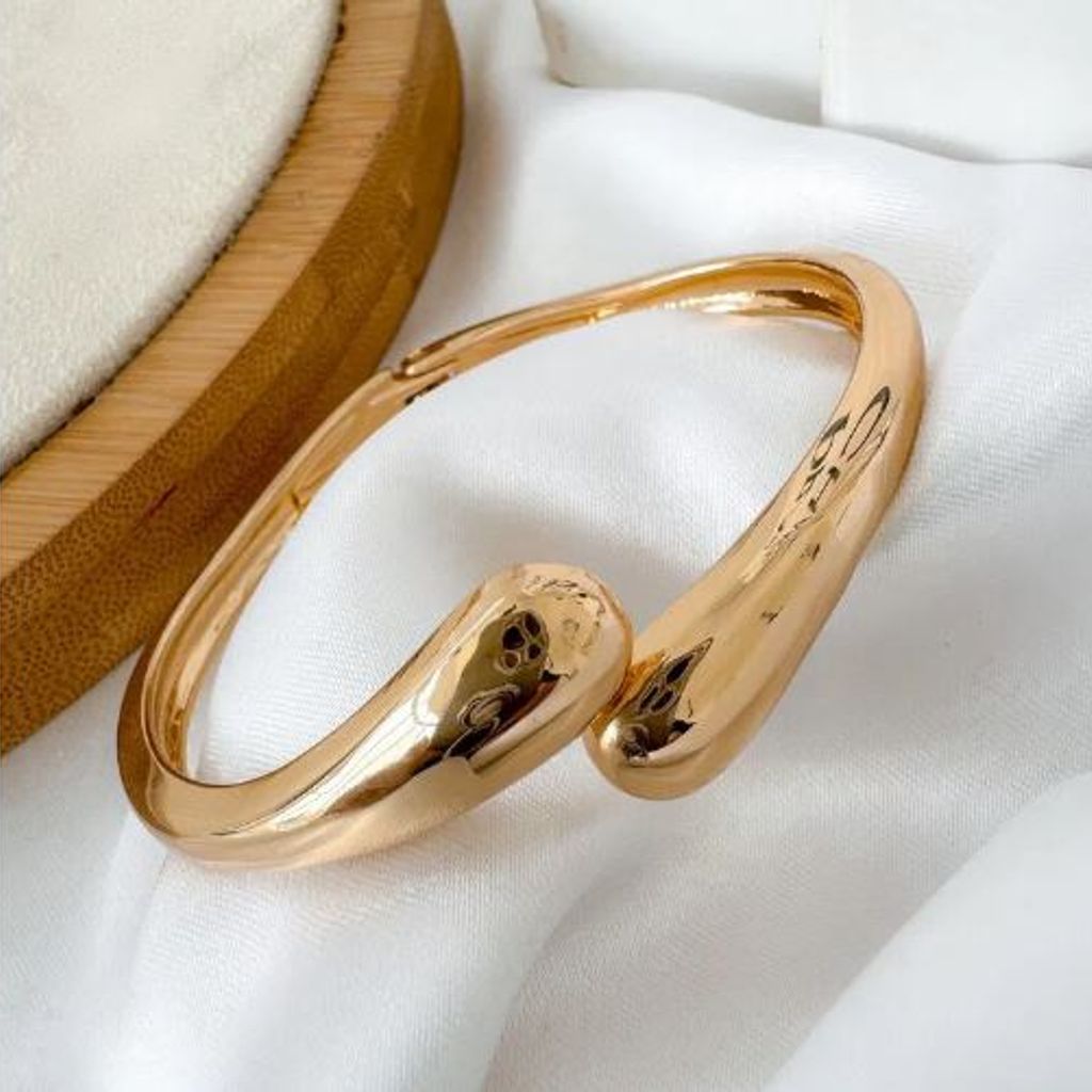Bracelete Folheado a Ouro 18k e Prata Design Gota Lisa