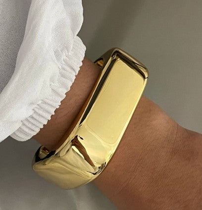 Bracelete quadrado grosso banhado a prata e Ouro