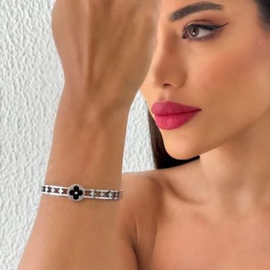 Bracelete Aço Inoxidável Folheado a Ouro 18k Inspiração VG Alta Joalheria