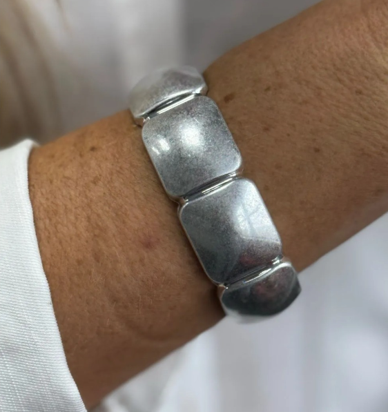 Bracelete Largo Banhado a Ródio