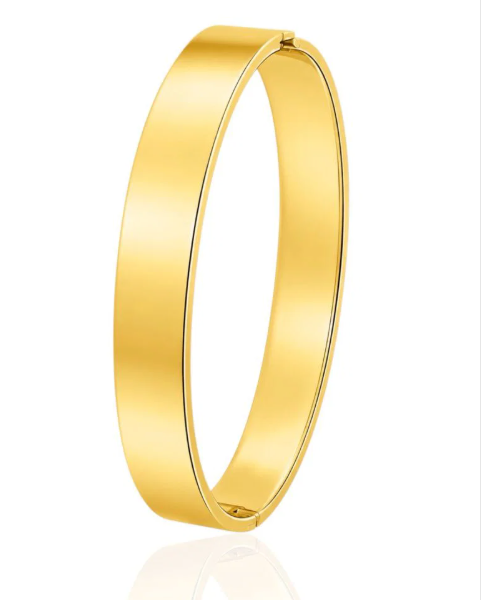 Bracelete Aço Inoxidável Folheado a Ouro 18k Design Liso