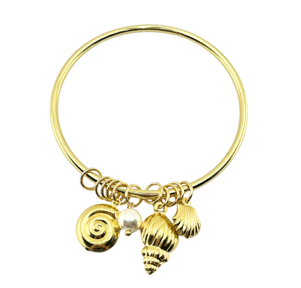 Bracelete com Pingentes Linha Mar Banhado a Ouro