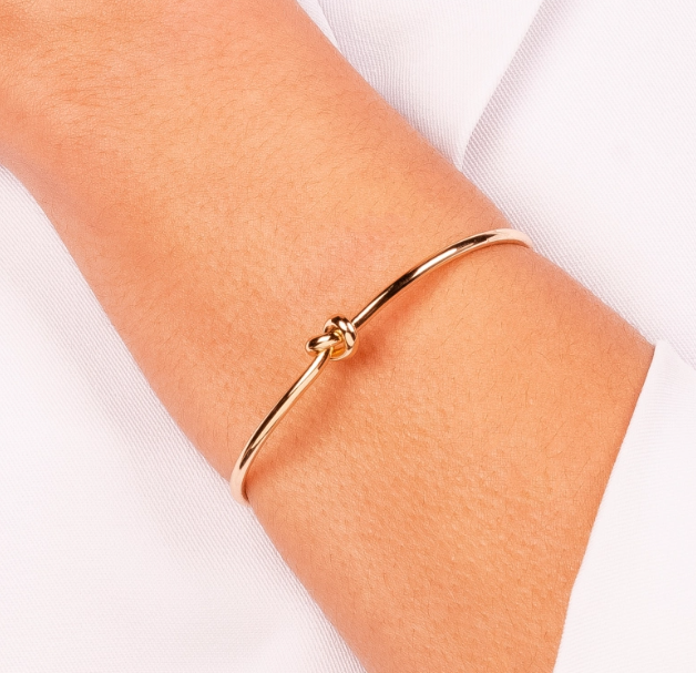 Bracelete Nó Banhado a Ouro a Banhado Ródio  Branco